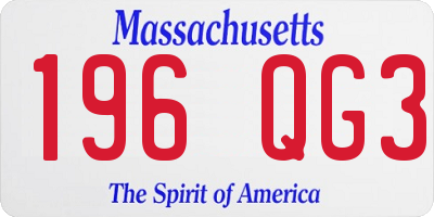MA license plate 196QG3