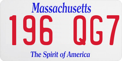 MA license plate 196QG7