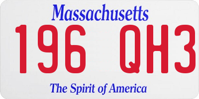 MA license plate 196QH3