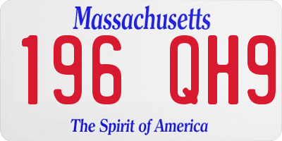 MA license plate 196QH9