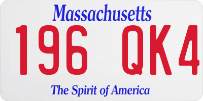 MA license plate 196QK4