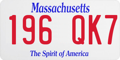 MA license plate 196QK7