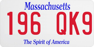 MA license plate 196QK9