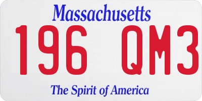 MA license plate 196QM3