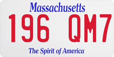 MA license plate 196QM7