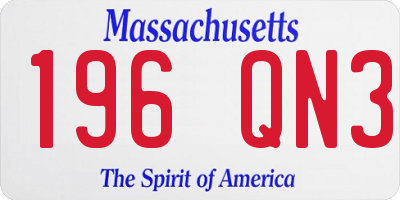 MA license plate 196QN3