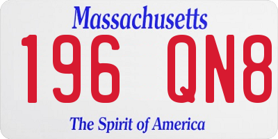 MA license plate 196QN8