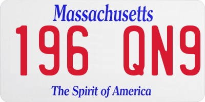 MA license plate 196QN9