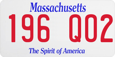 MA license plate 196QO2