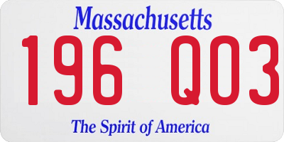 MA license plate 196QO3
