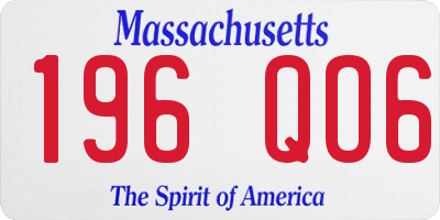 MA license plate 196QO6