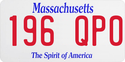 MA license plate 196QP0