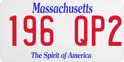 MA license plate 196QP2