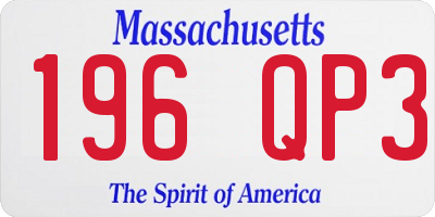 MA license plate 196QP3