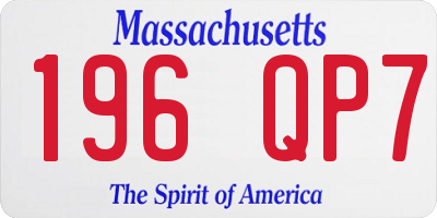 MA license plate 196QP7