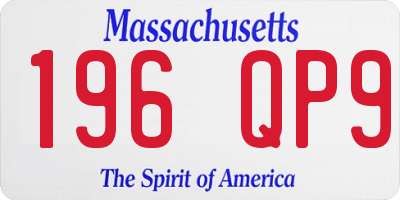 MA license plate 196QP9