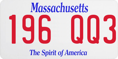 MA license plate 196QQ3