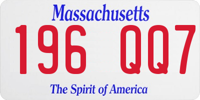 MA license plate 196QQ7