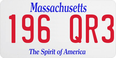MA license plate 196QR3