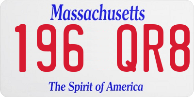 MA license plate 196QR8
