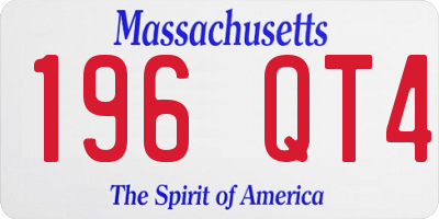 MA license plate 196QT4