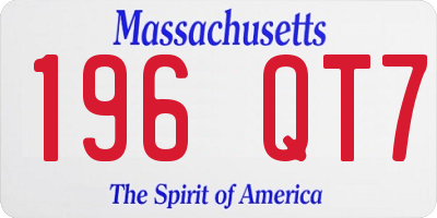 MA license plate 196QT7