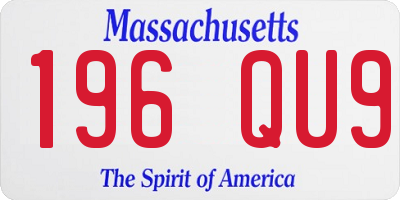 MA license plate 196QU9