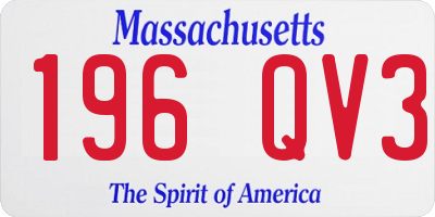 MA license plate 196QV3