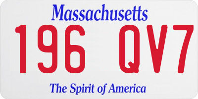 MA license plate 196QV7