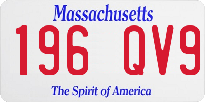 MA license plate 196QV9