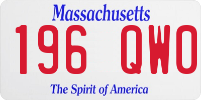 MA license plate 196QW0