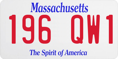 MA license plate 196QW1