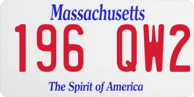 MA license plate 196QW2
