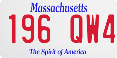 MA license plate 196QW4