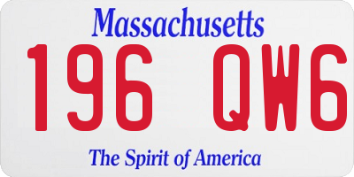 MA license plate 196QW6