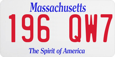 MA license plate 196QW7