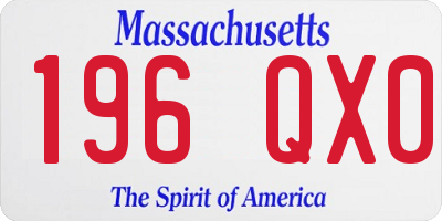 MA license plate 196QX0
