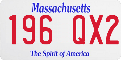 MA license plate 196QX2