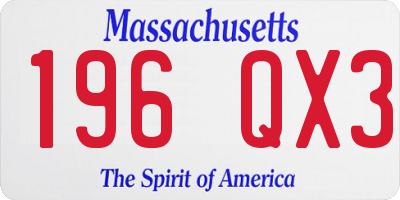 MA license plate 196QX3