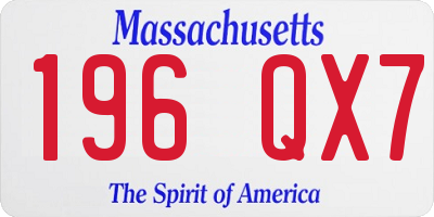 MA license plate 196QX7