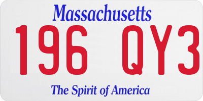 MA license plate 196QY3
