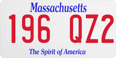MA license plate 196QZ2