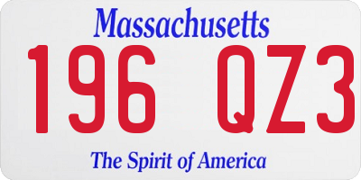 MA license plate 196QZ3