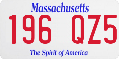 MA license plate 196QZ5