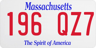 MA license plate 196QZ7