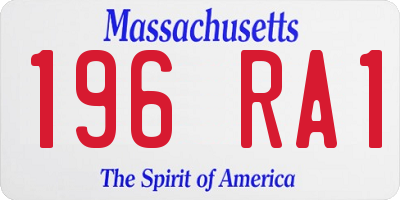 MA license plate 196RA1