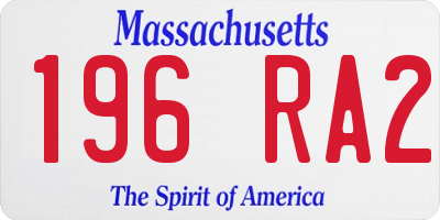 MA license plate 196RA2