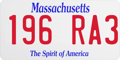 MA license plate 196RA3