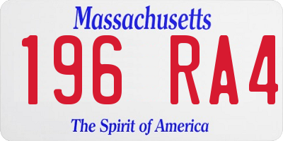 MA license plate 196RA4