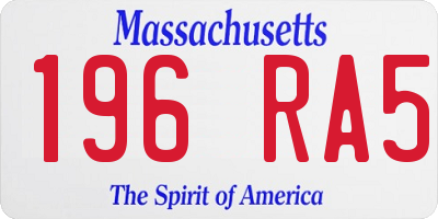 MA license plate 196RA5